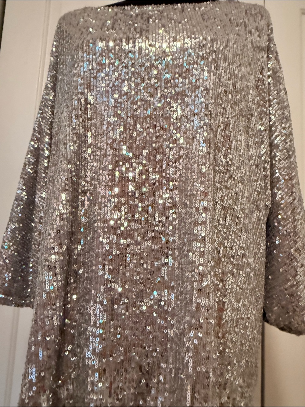 Cable & Gauge Silver Sequin Scoop Neck Pullover Party Dinner Disco Holiday - Picture 10 of 13